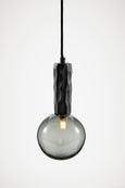 Black Kyoto Pendant Light with Smoked Glass Sphere