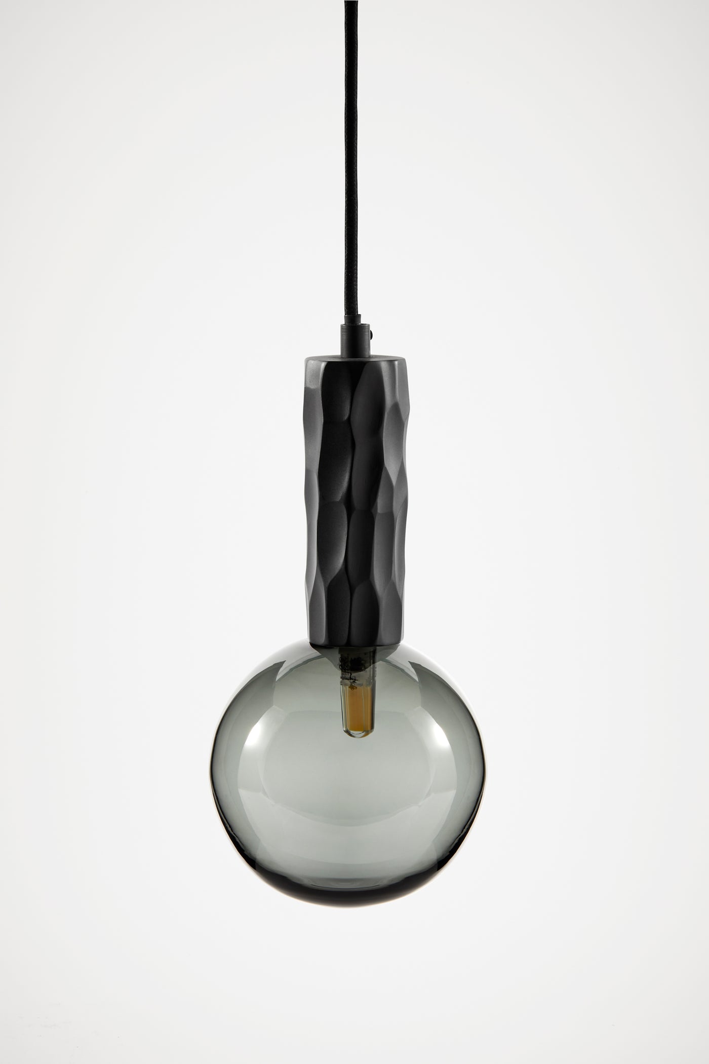 Black Kyoto Pendant Light with Smoked Glass Sphere