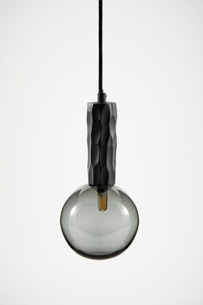 Black Kyoto Pendant Light with Smoked Glass Sphere
