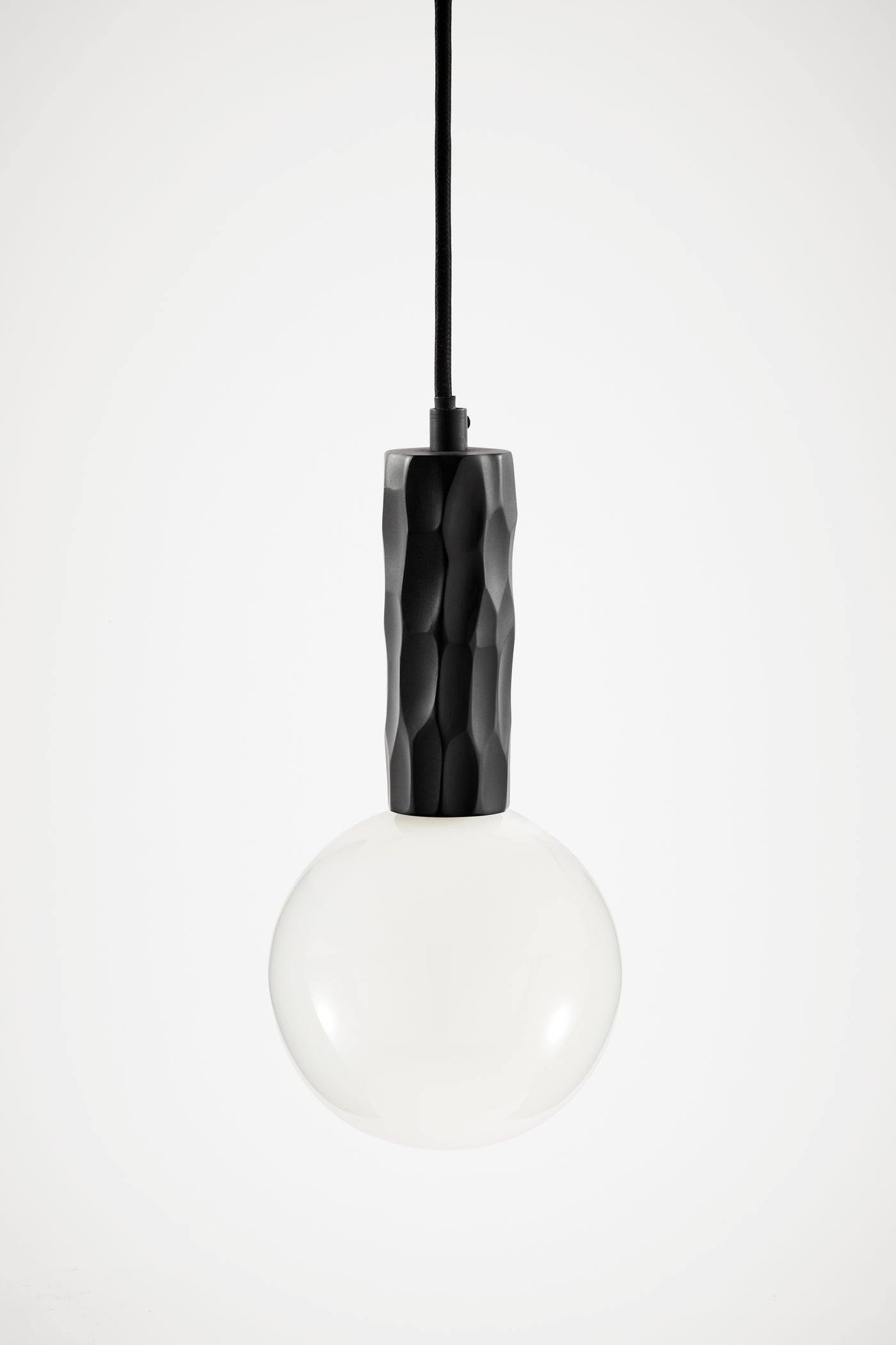 Black Kyoto Pendant Light with White Glass Sphere