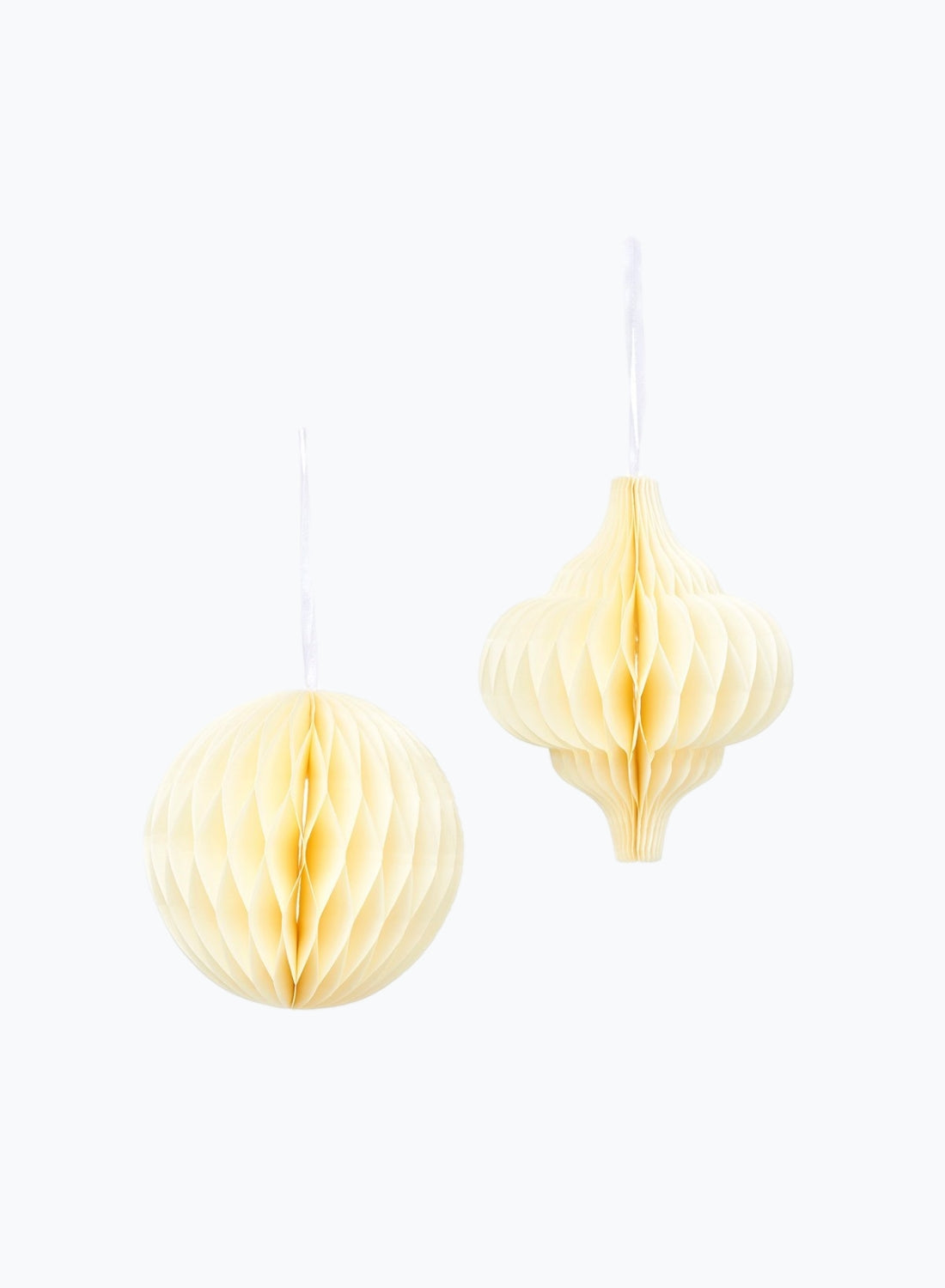 Set Of 2 White Honeycomb Christmas Decorations